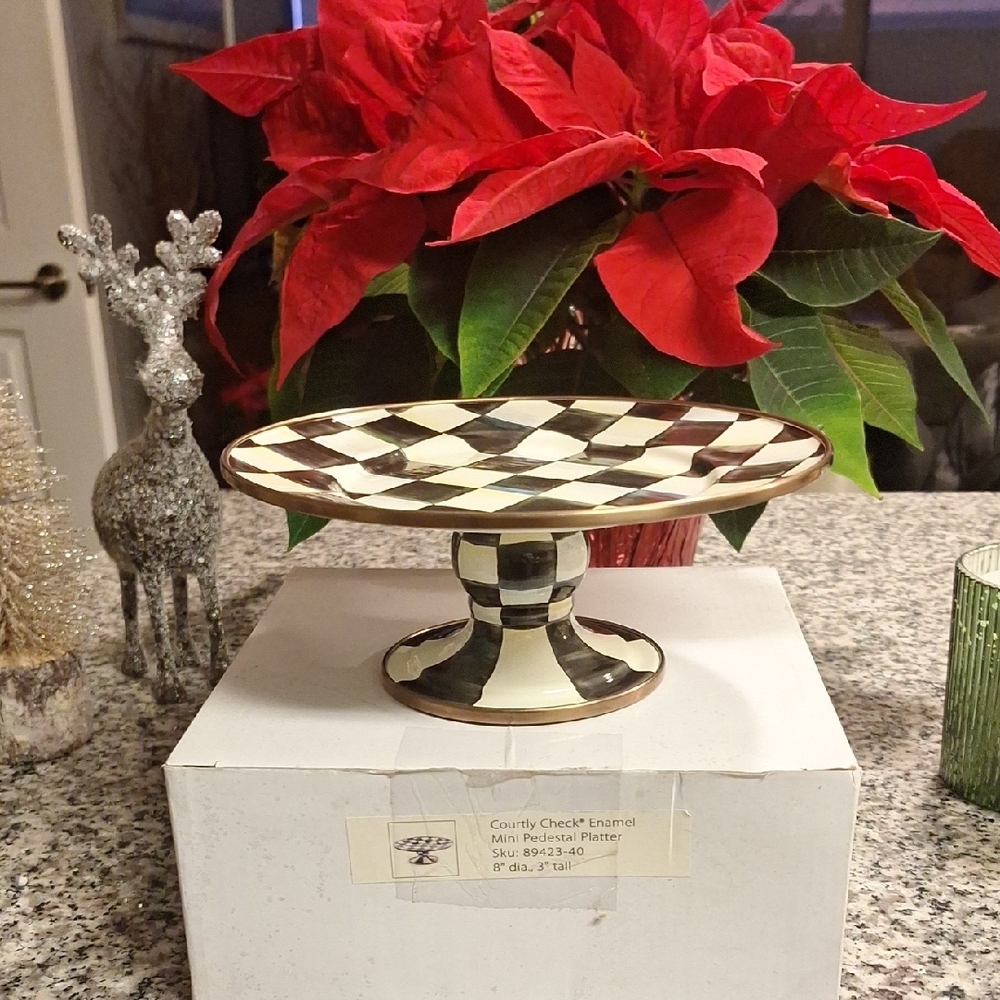McKenzie Childs Courtly Check Pedestal Cake/cookie  Stand